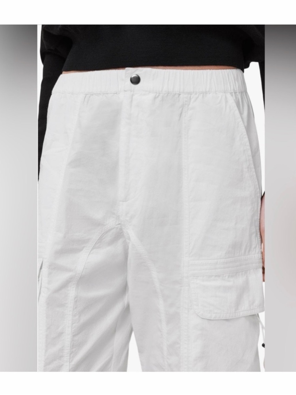 AllSaints Women's White Cargo Wide-Leg Pants - Picture 4 of 6